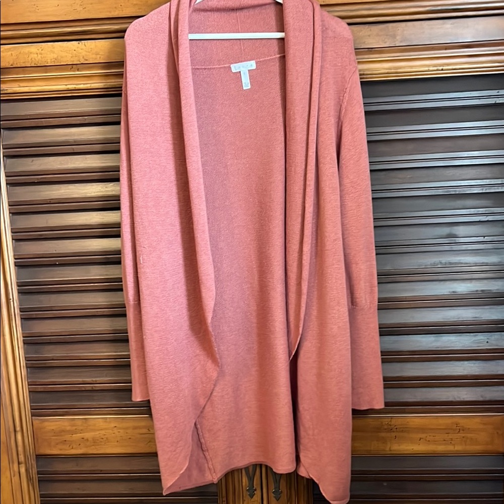 Leith Women's pretty coral Open Front Cardigan Sweater